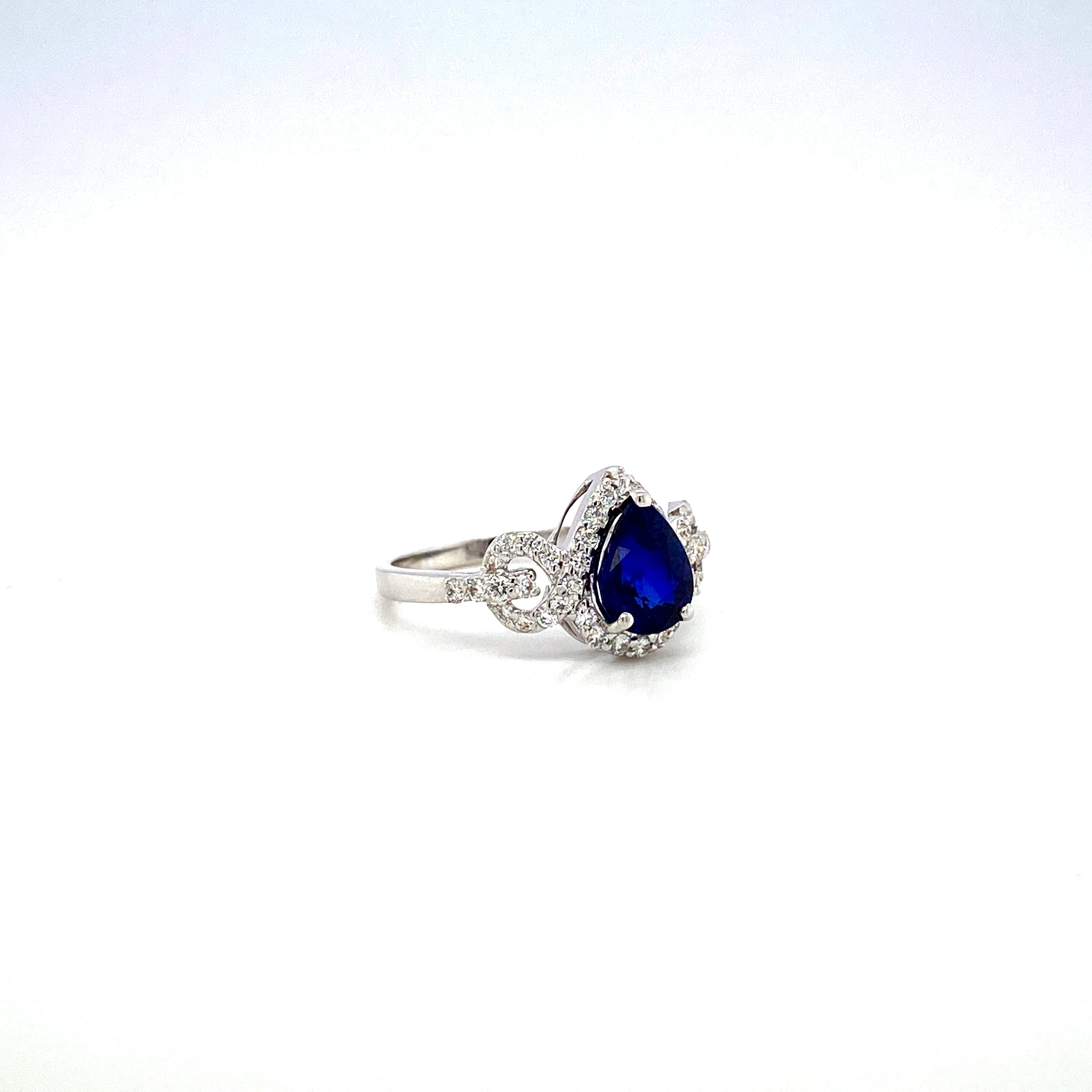 Sapphire and Diamond Ring in 18K White Gold - KGR 16071