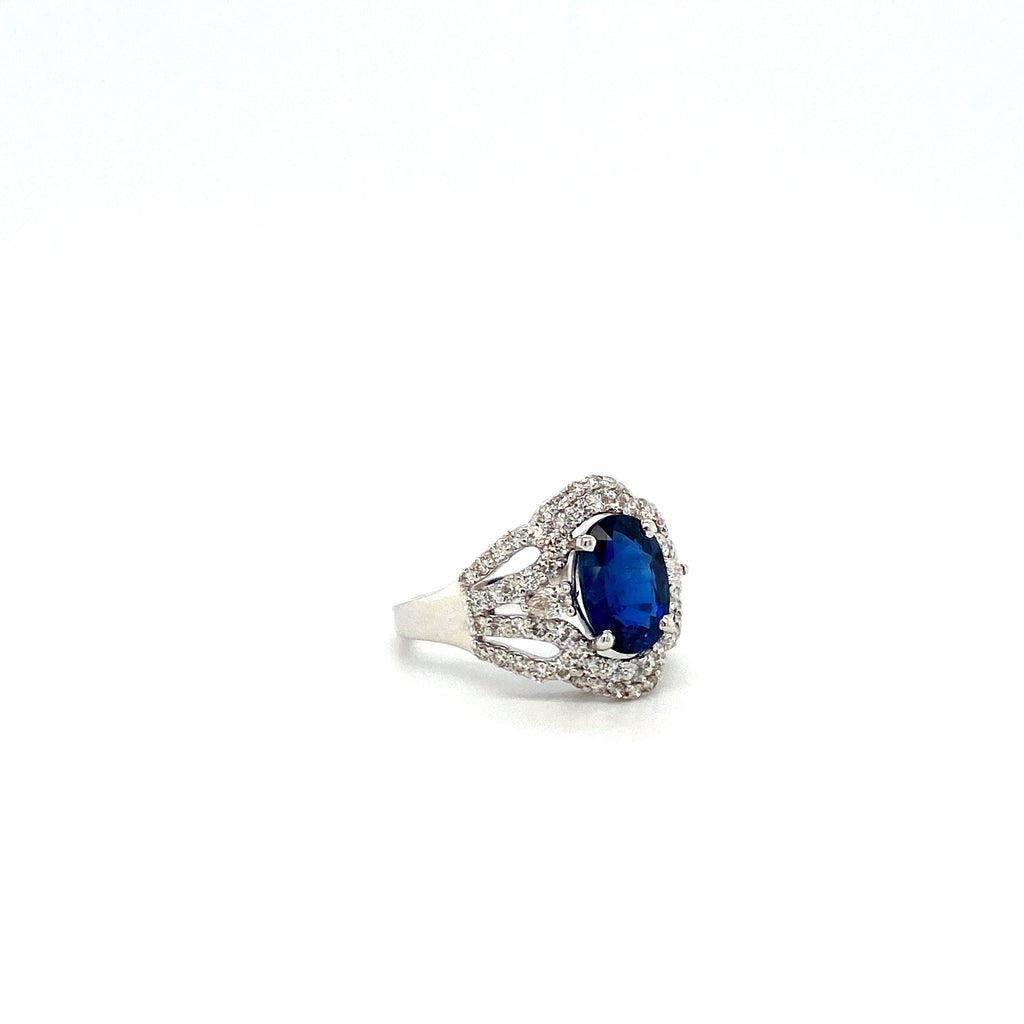 Sapphire and Diamond Ring in 18K White Gold - KGR 16475