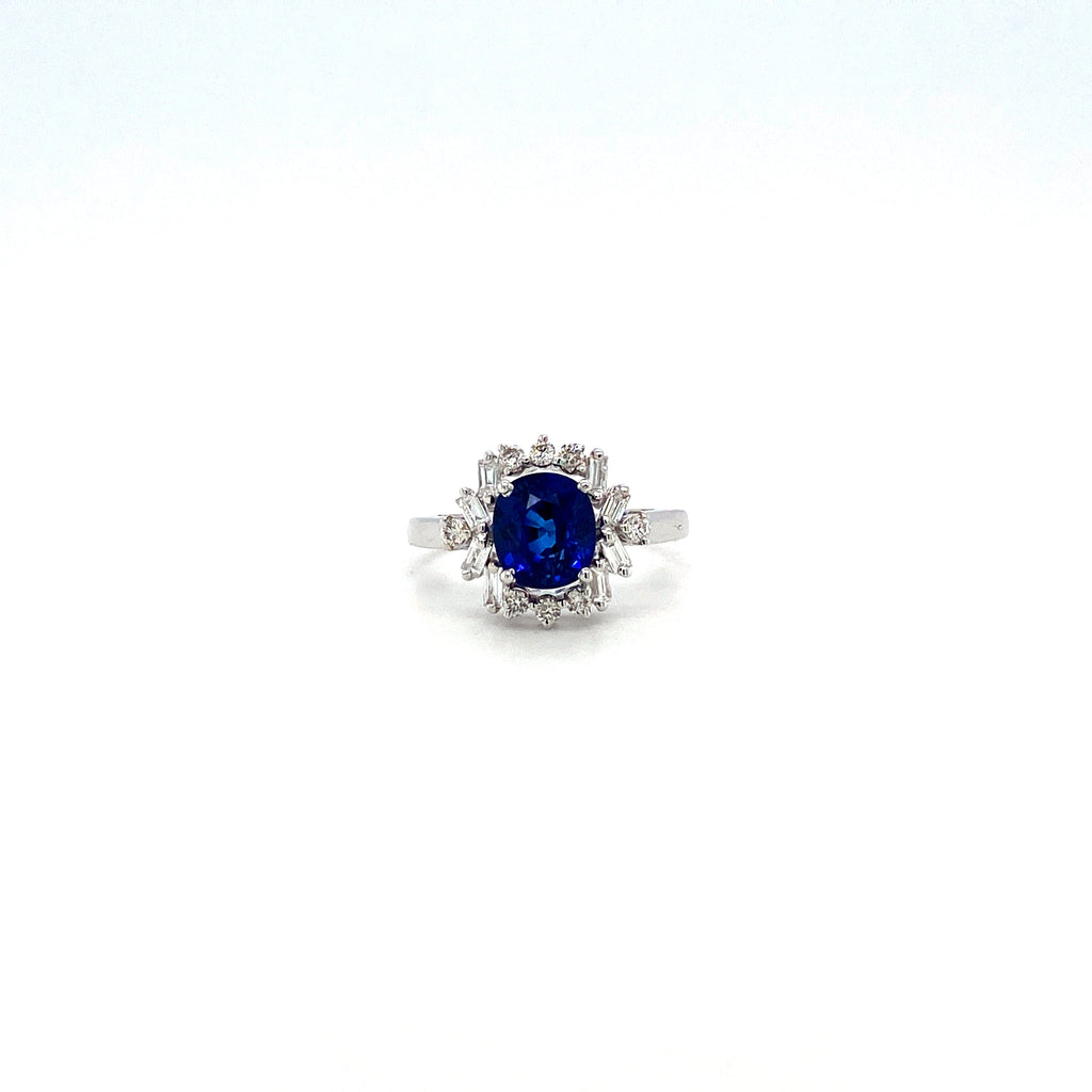 Sapphire and Diamond Ring in 18K White Gold - KGR 16501