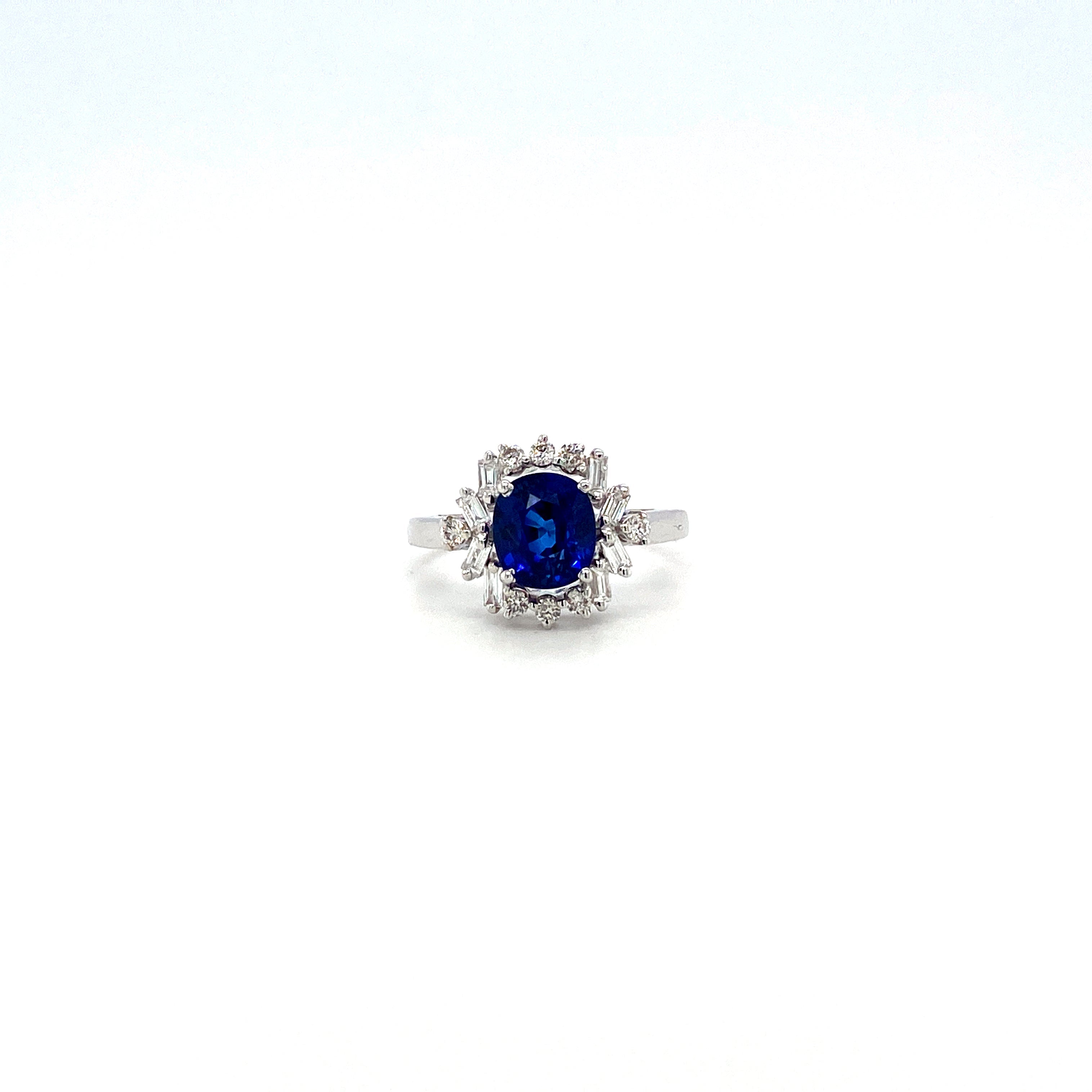 Sapphire and Diamond Ring in 18K White Gold - KGR 16501
