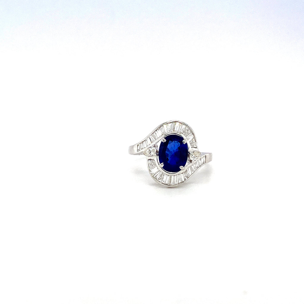 Sapphire and Diamond Ring in 18K White Gold - KGR 16532