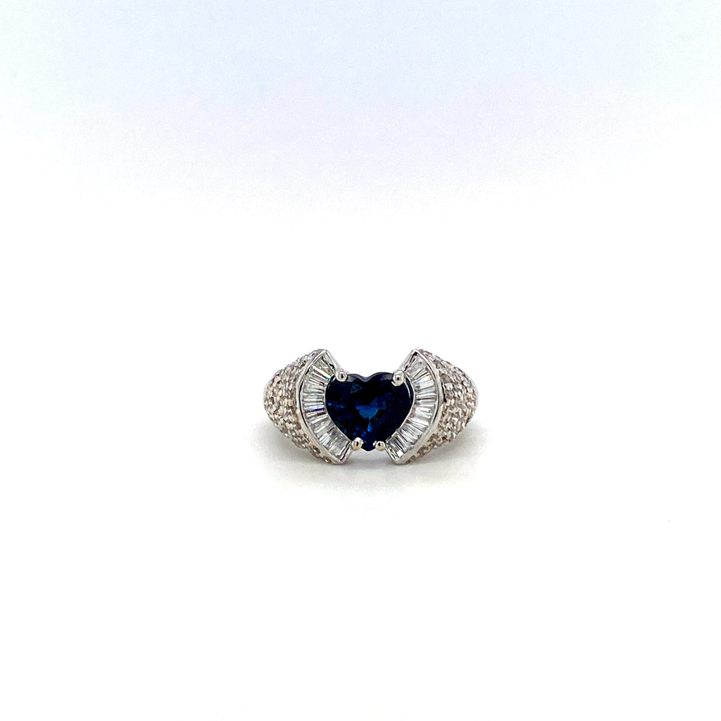 Sapphire and Diamond Ring in 18K White Gold - KGR 16542