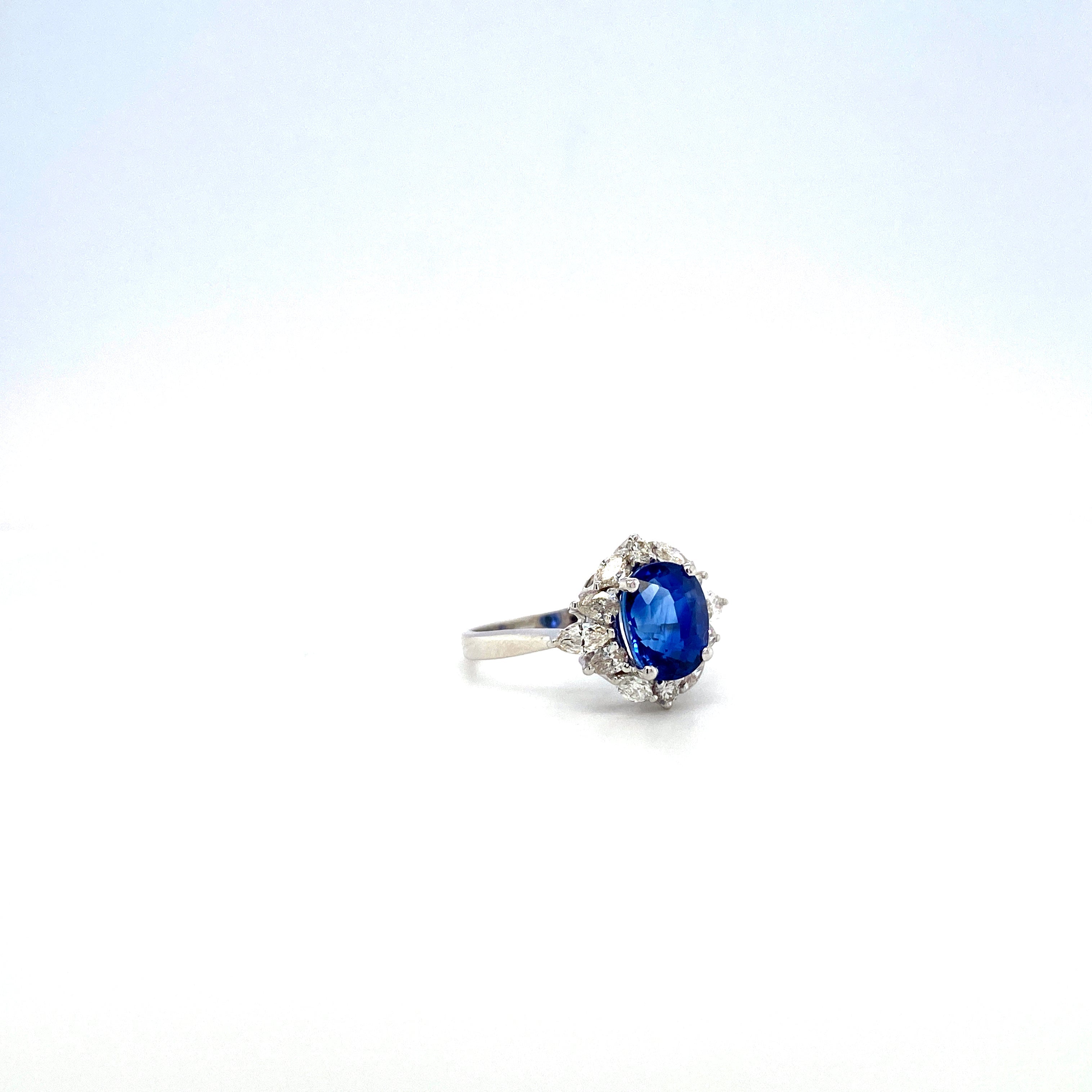 Sapphire and Diamond Ring in 18K White Gold - KGR 16543
