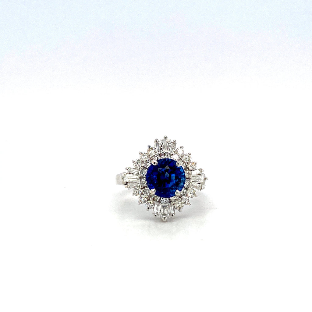 Sapphire and Diamond Ring in 18K White Gold - KGR 16547