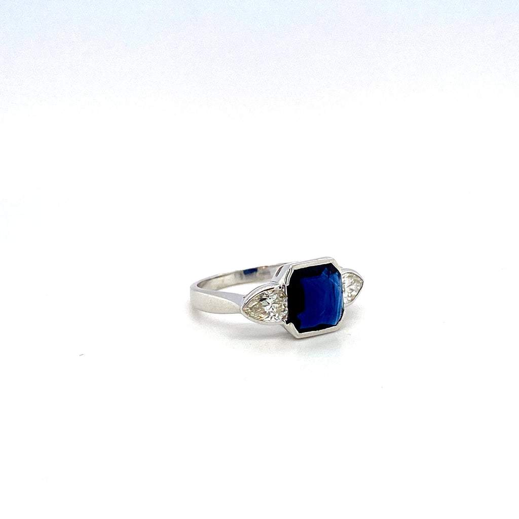 Sapphire and Diamond Ring in 18K White Gold - KGR 16549
