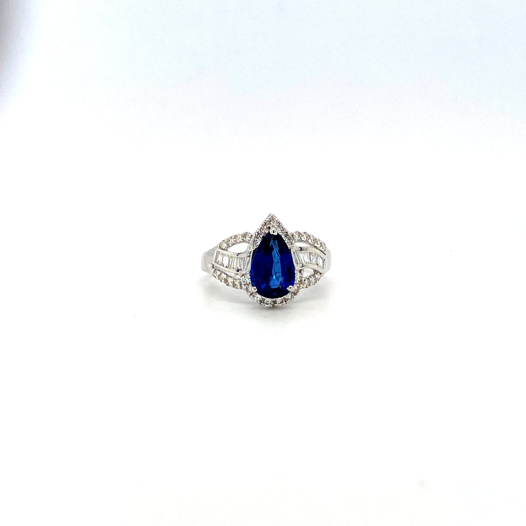 Sapphire and Diamond Ring in 18K White Gold - KGR 16559