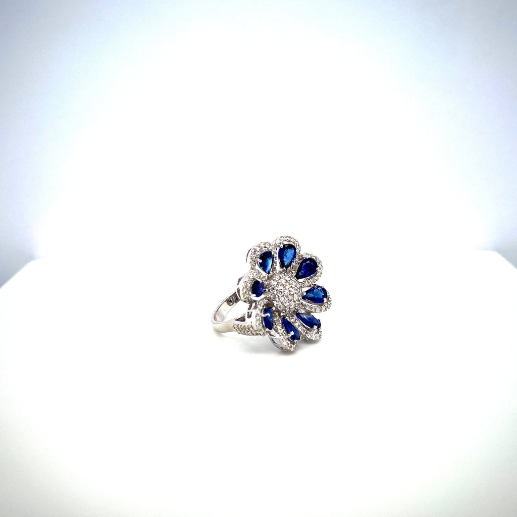 Sapphire and Diamond Ring in 18K White Gold - KGR 16575