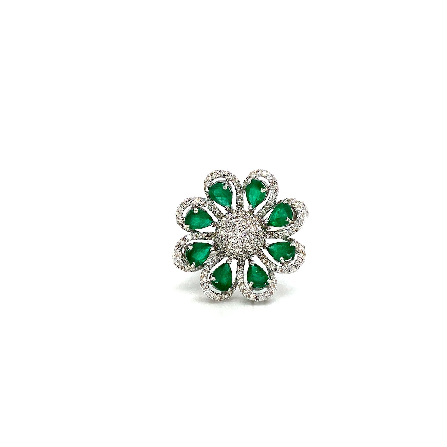 Emerald and Diamond Ring in 18K White Gold - KGR 16576