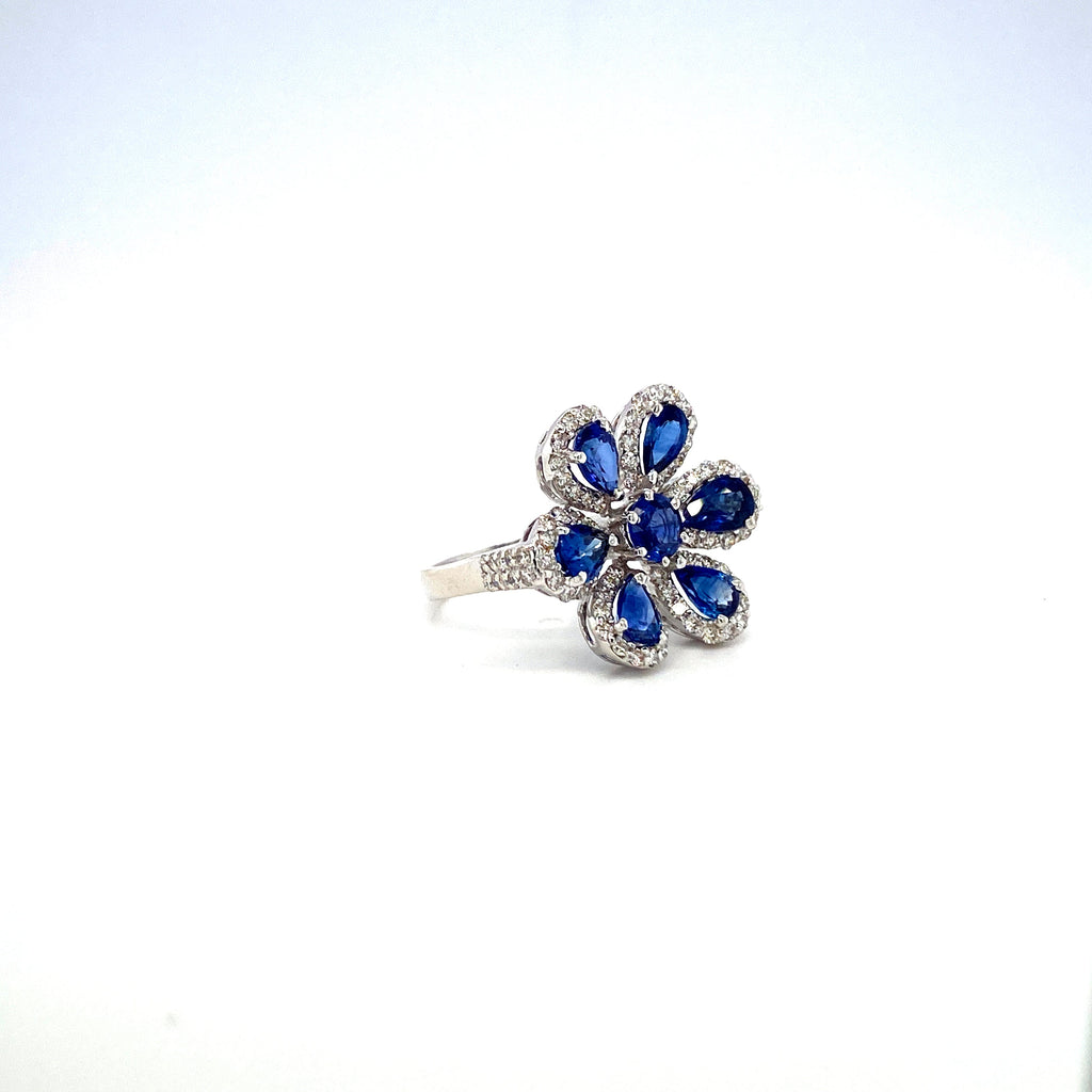 Sapphire and Diamond Ring in 18K White Gold - KGR 16640