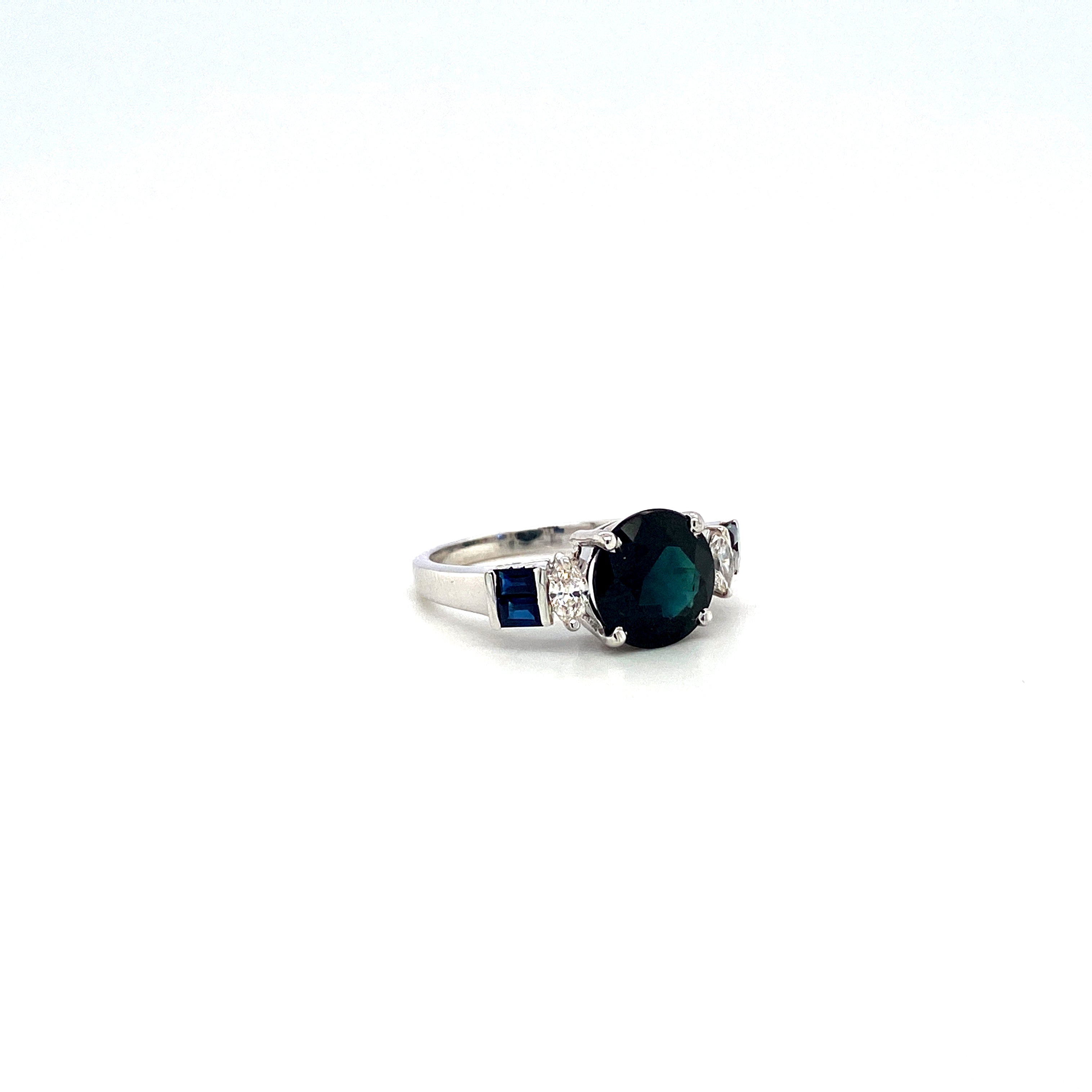 Sapphire and Diamond Ring in 18K White Gold - KGR 16656