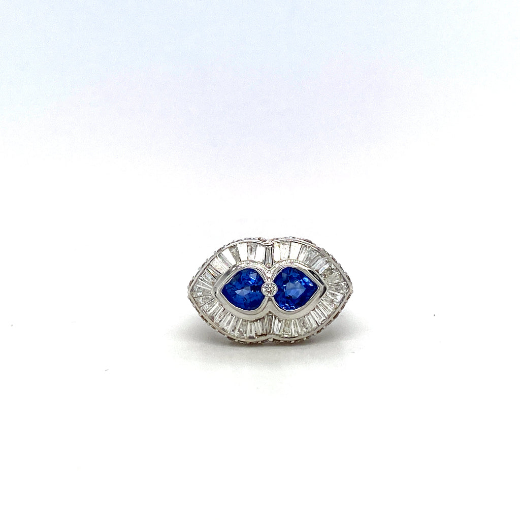 Sapphire and Diamond Ring in 18K White Gold - KGR 16663