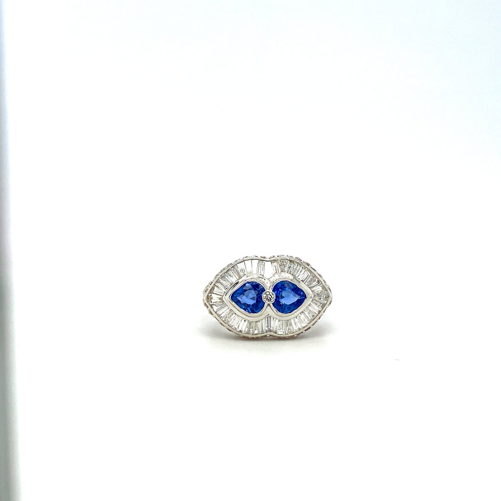 Sapphire and Diamond Ring in 18K White Gold - KGR 16664