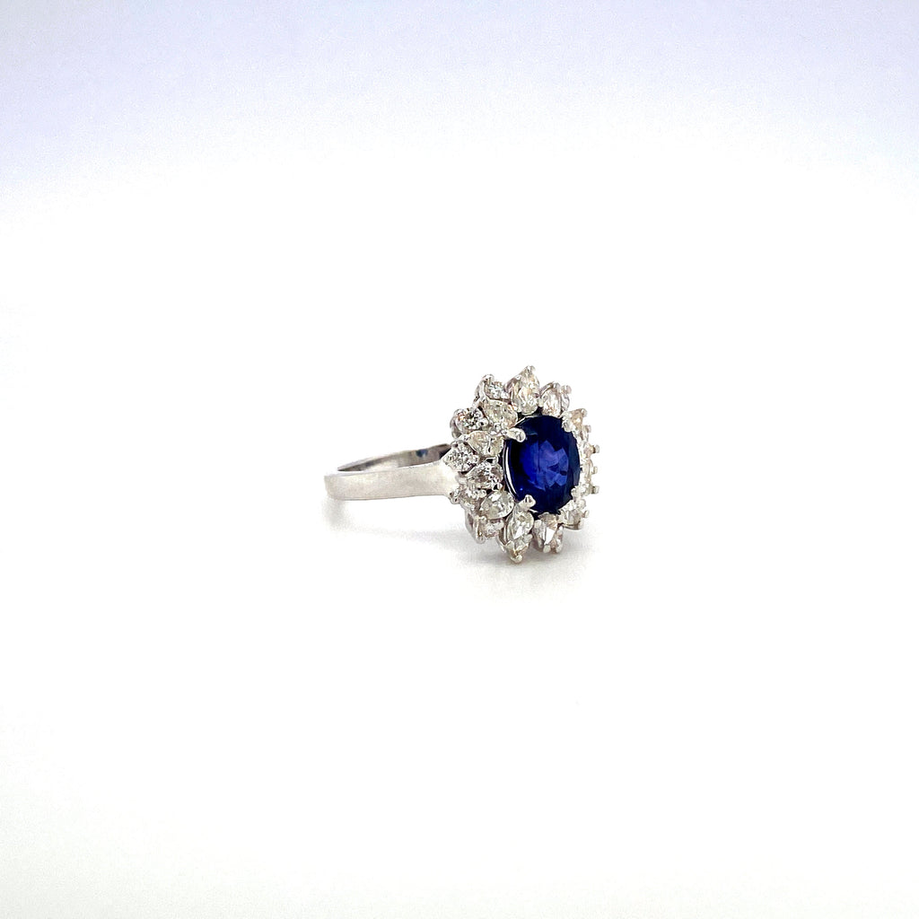 Sapphire and Diamond Ring in 18K White Gold - KGR 16665