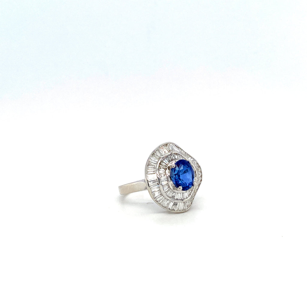 Sapphire and Diamond Ring in 18K White Gold - KGR 16668