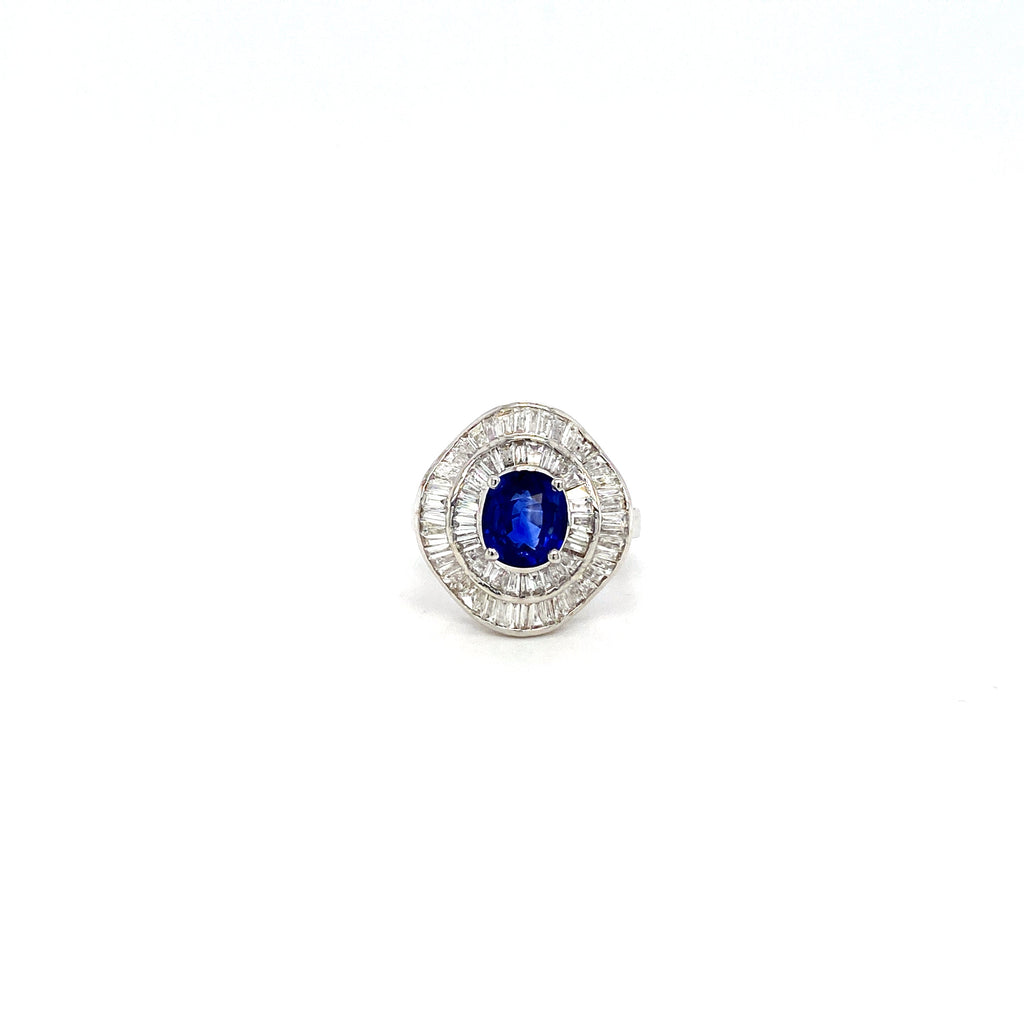 Sapphire and Diamond Ring in 18K White Gold - KGR 16669