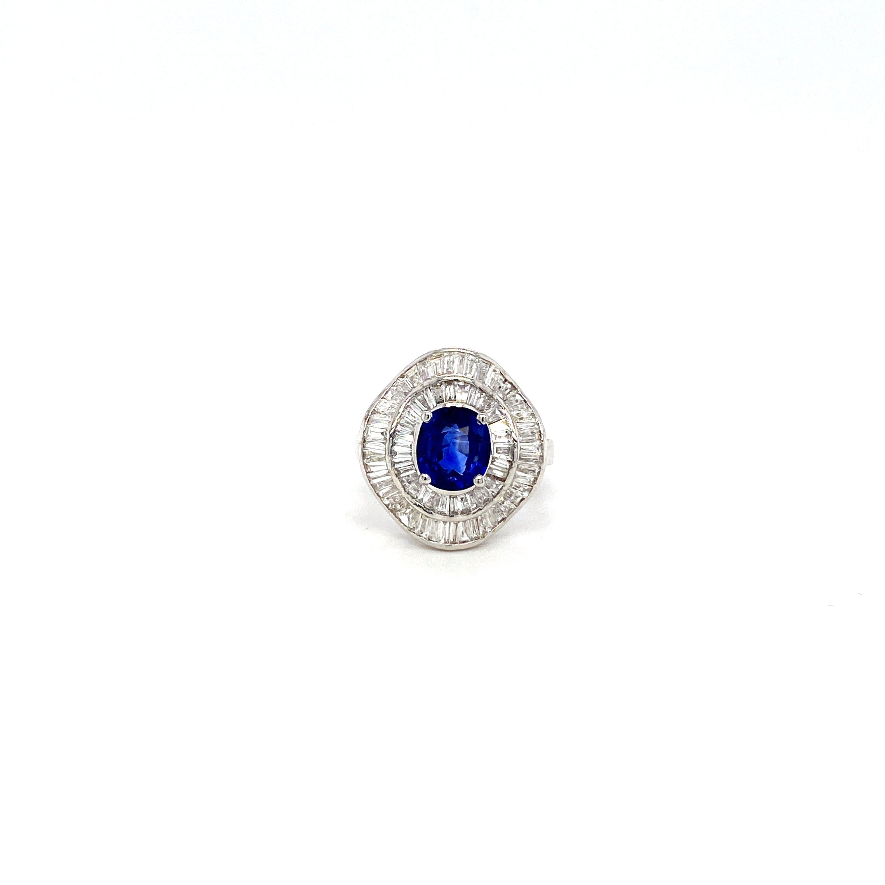Sapphire and Diamond Ring in 18K White Gold - KGR 16669