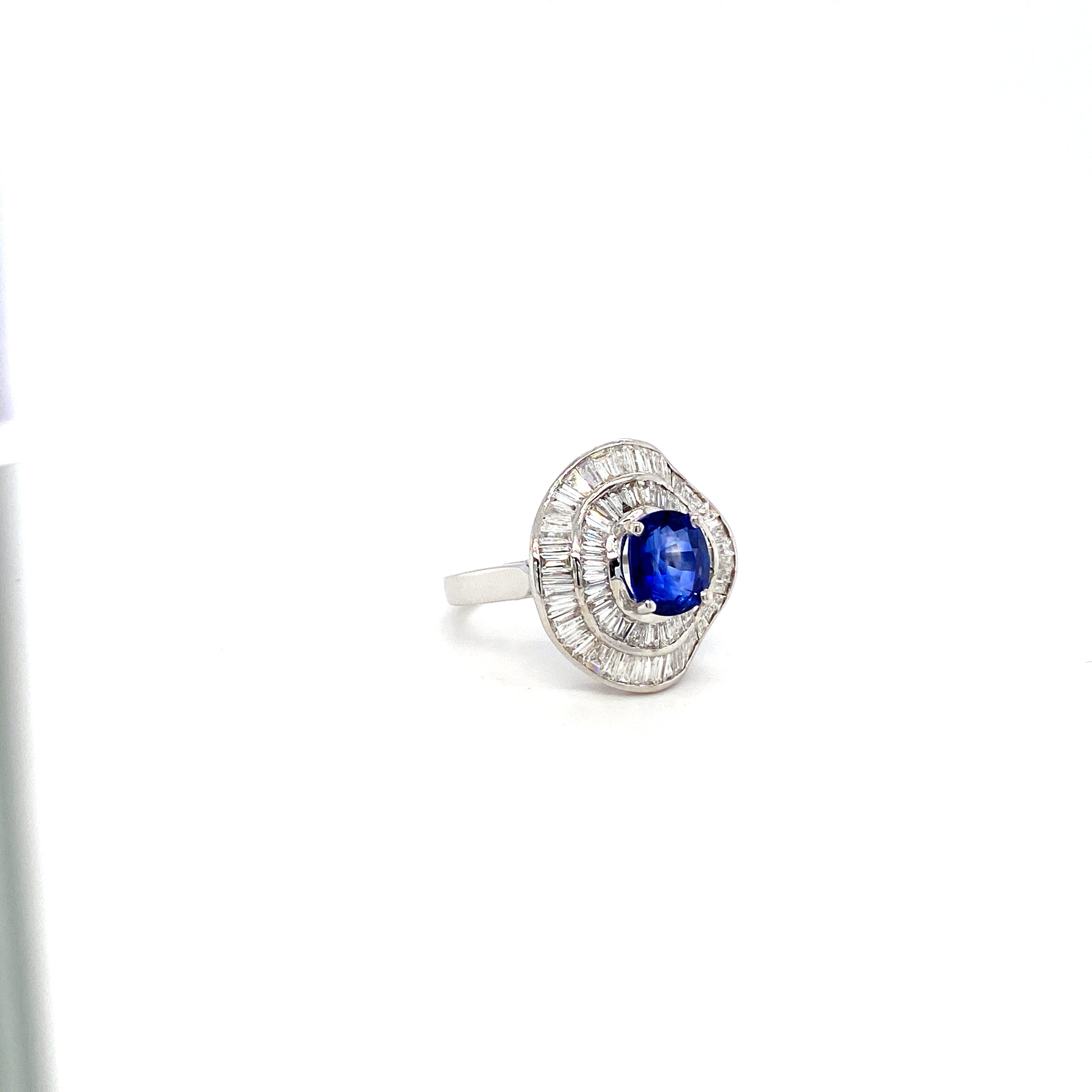 Sapphire and Diamond Ring in 18K White Gold - KGR 16669