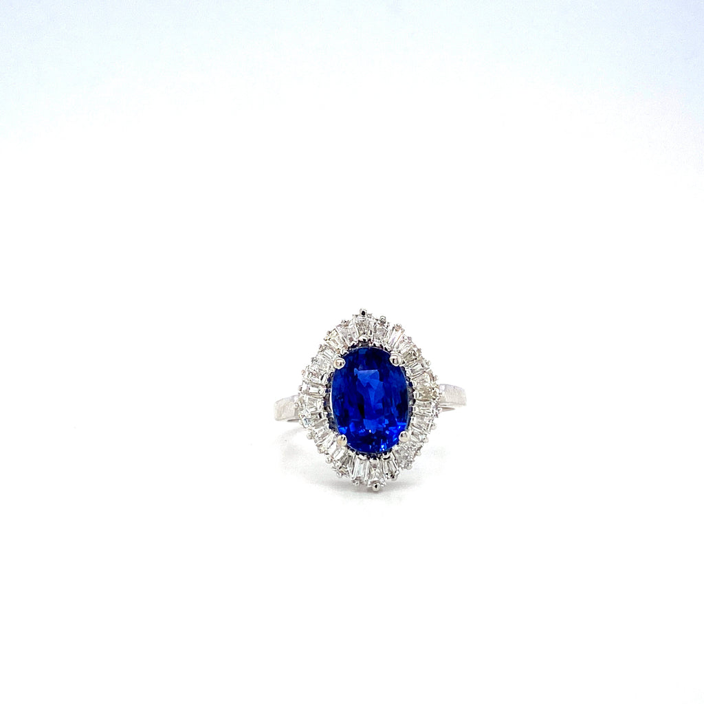 Sapphire and Diamond Ring in 18K White Gold - KGR 16671