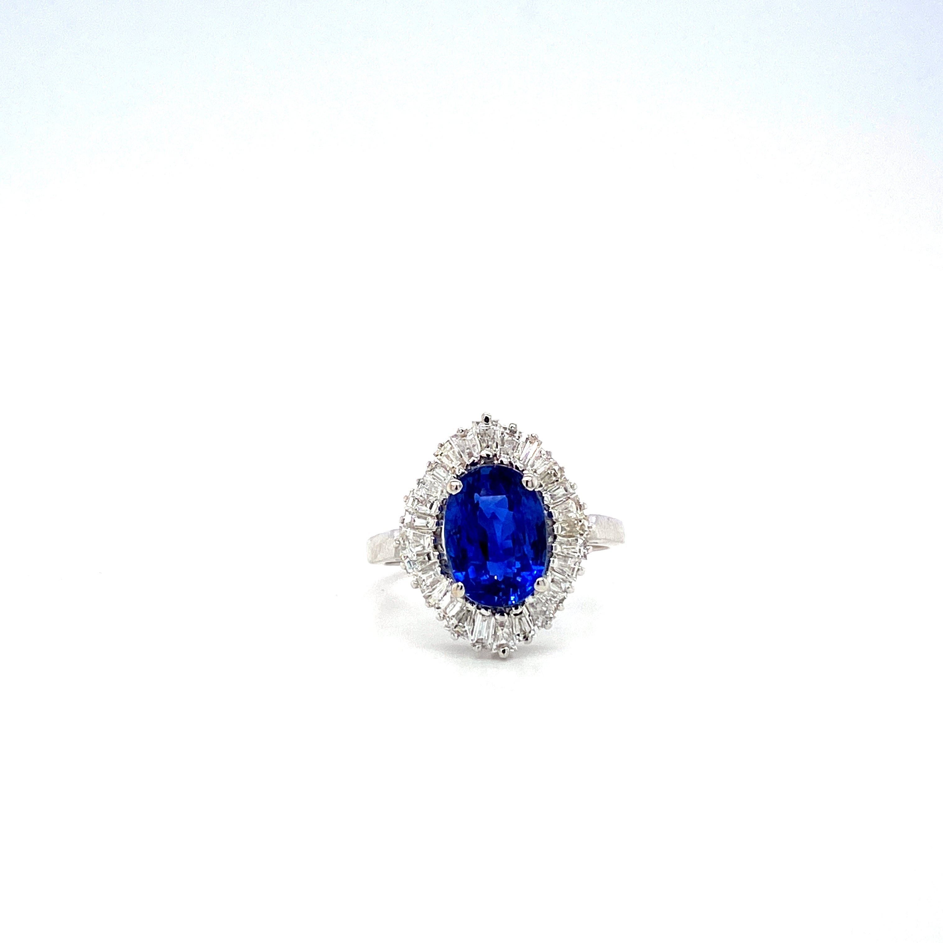 Sapphire and Diamond Ring in 18K White Gold - KGR 16671