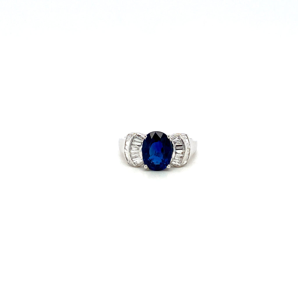 Sapphire and Diamond Ring in 18K White Gold - KGR 16682
