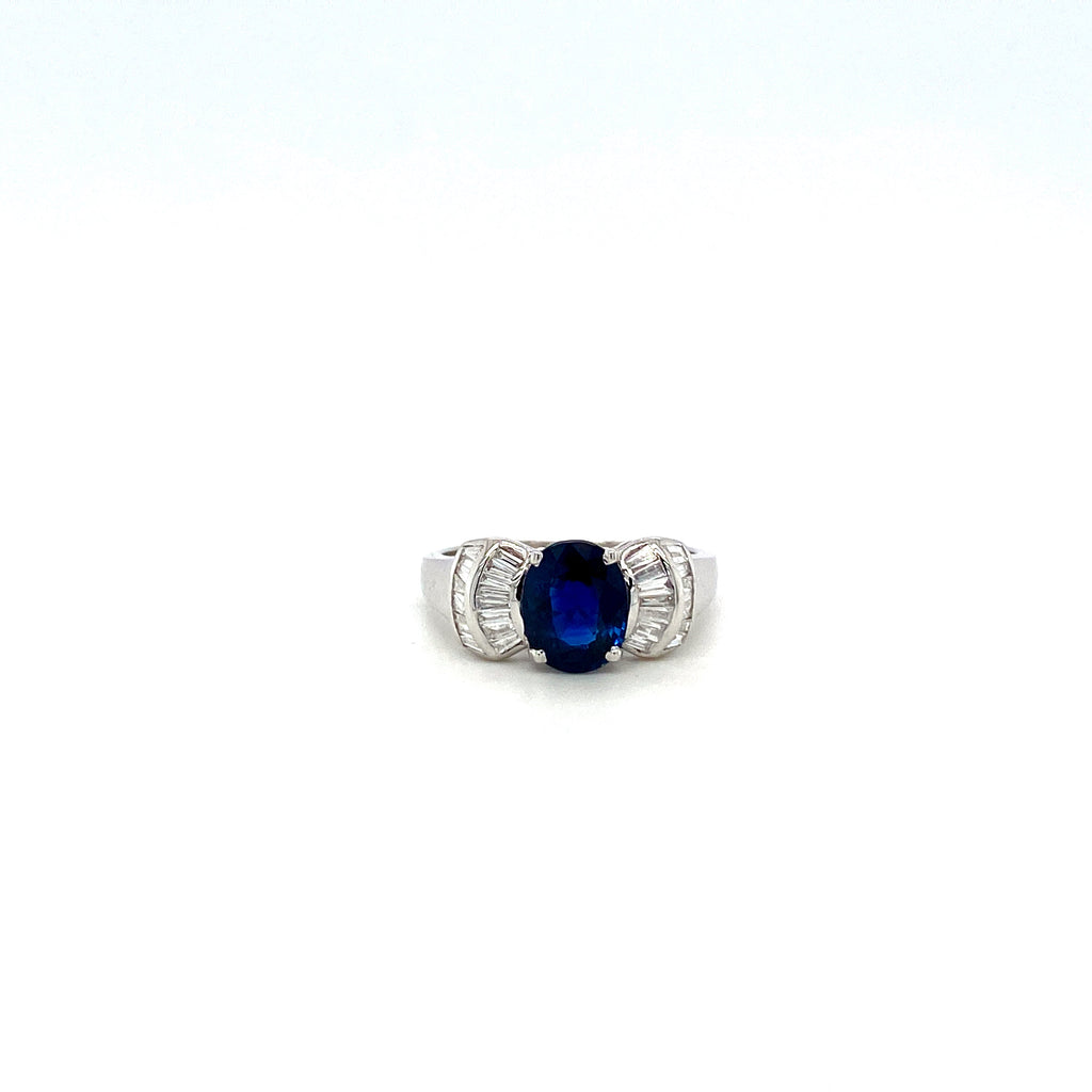 Sapphire and Diamond Ring in 18K White Gold - KGR 16683