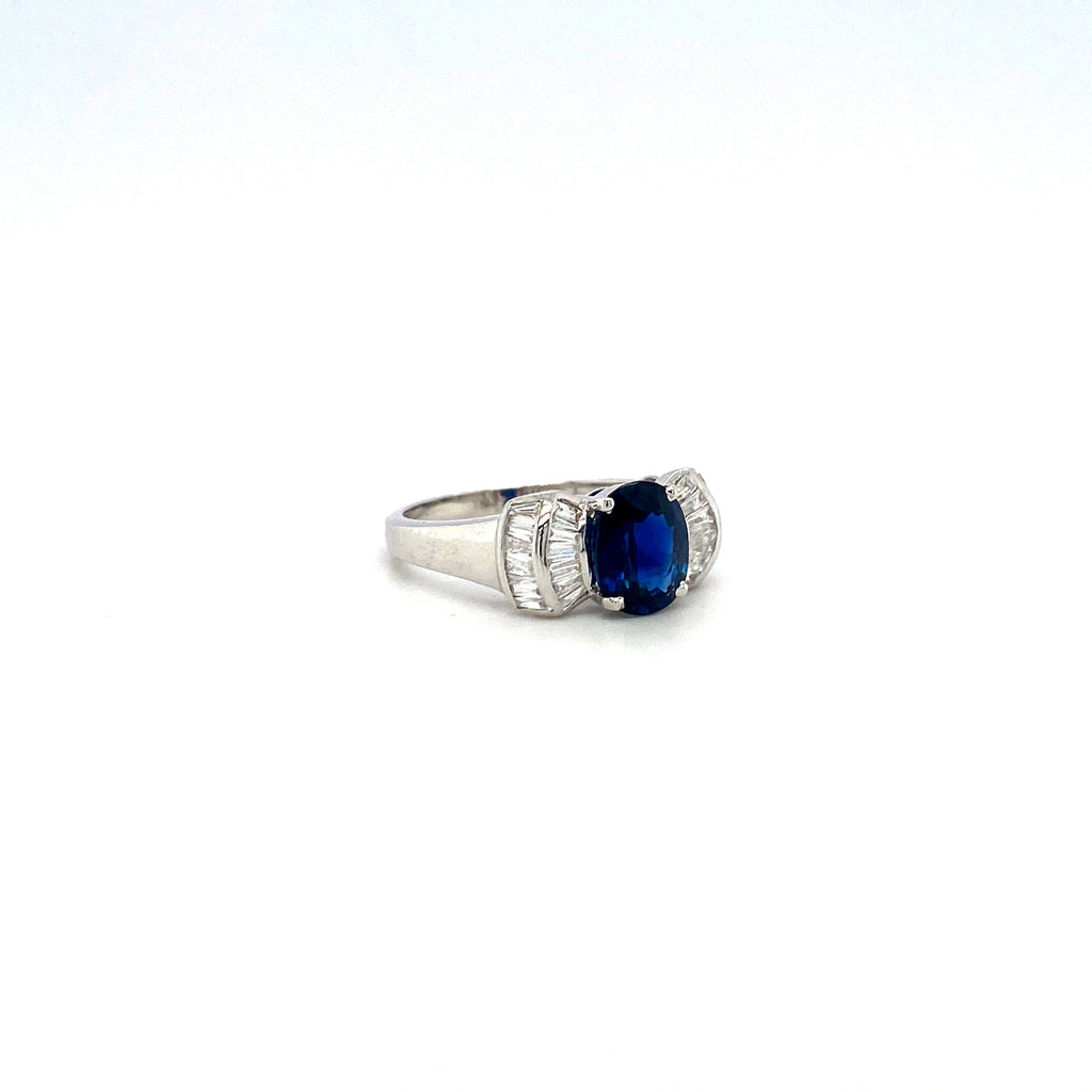 Sapphire and Diamond Ring in 18K White Gold - KGR 16683