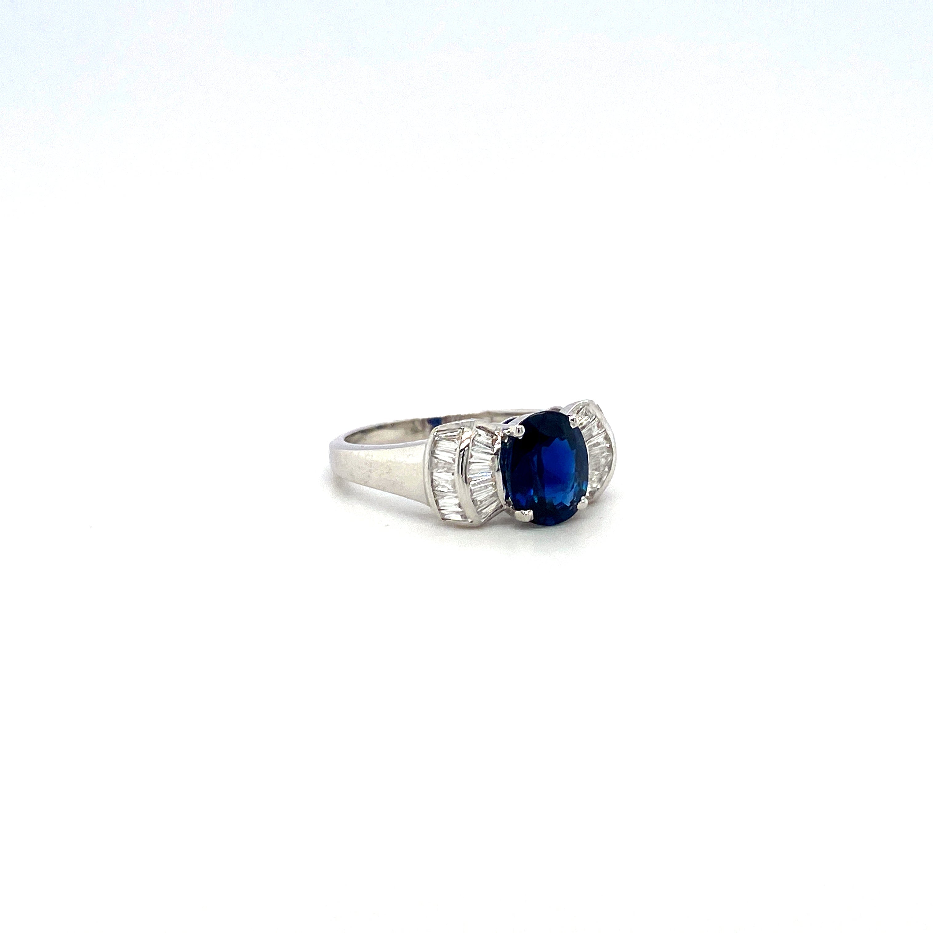Sapphire and Diamond Ring in 18K White Gold - KGR 16683