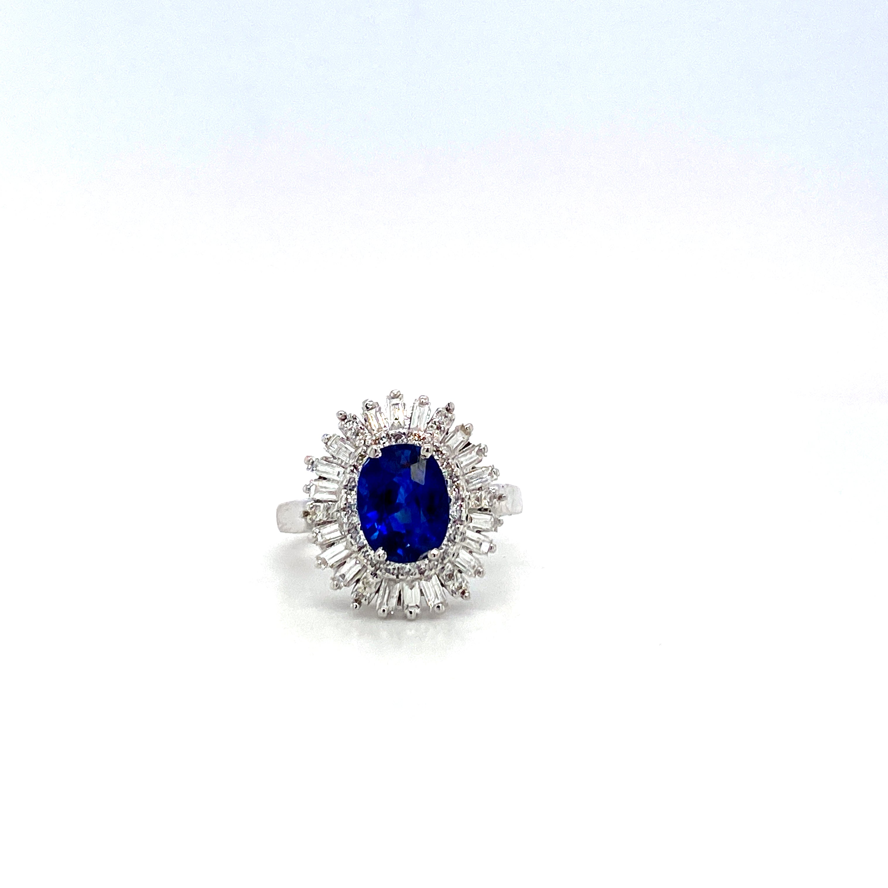 Sapphire and Diamond Ring in 18K White Gold - KGR 16916