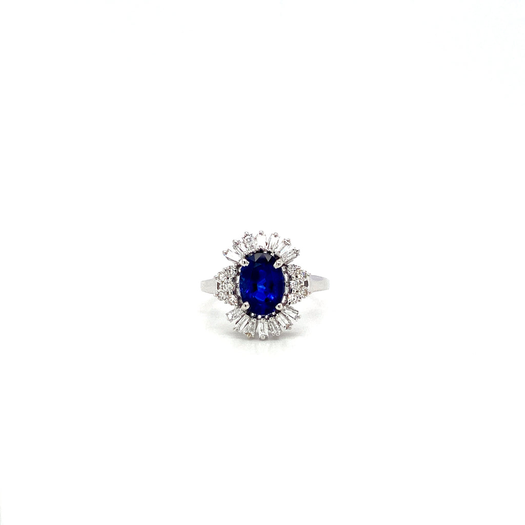 Sapphire and Diamond Ring in 18K White Gold - KGR 16917