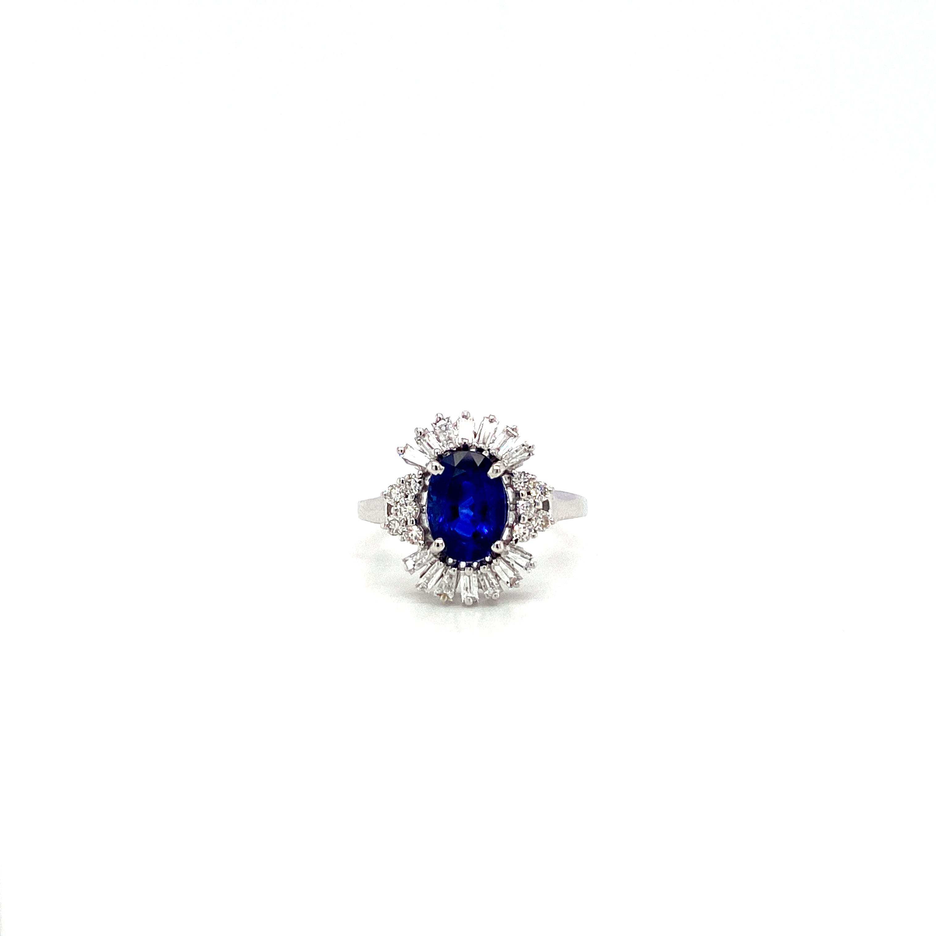 Sapphire and Diamond Ring in 18K White Gold - KGR 16917