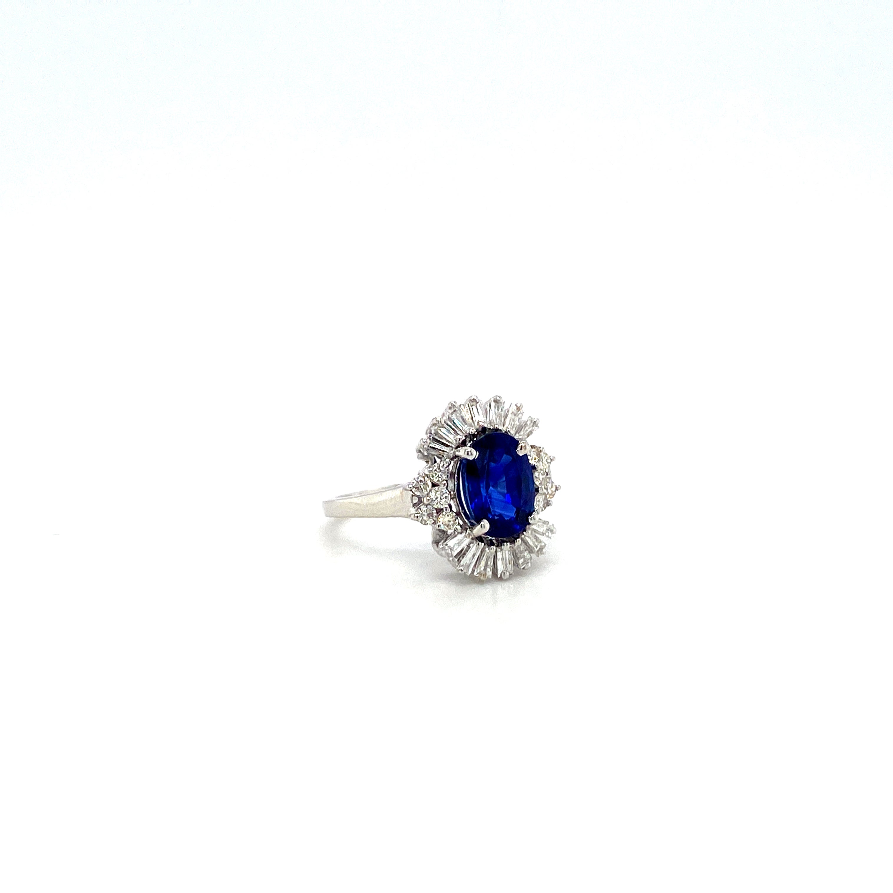 Sapphire and Diamond Ring in 18K White Gold - KGR 16917
