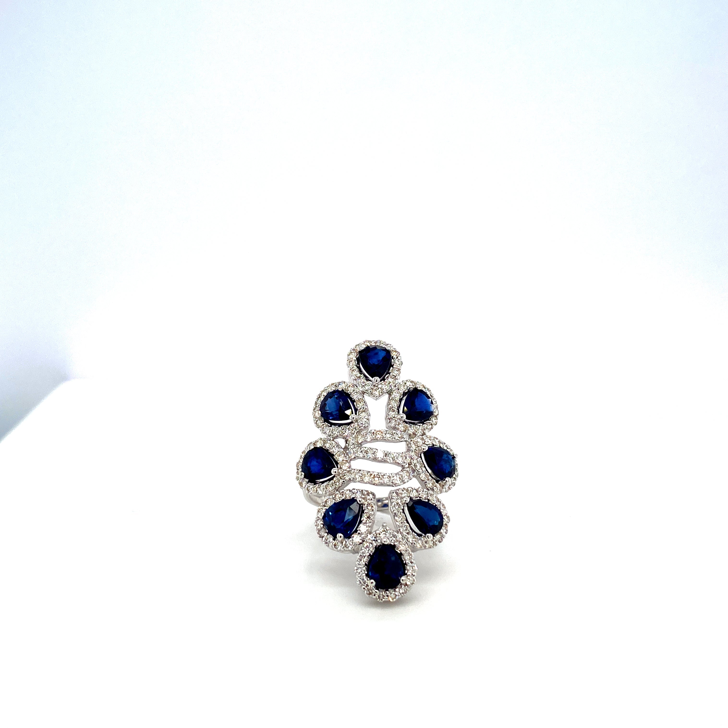 Sapphire and Diamond Ring in 18K White Gold - KGR 16919