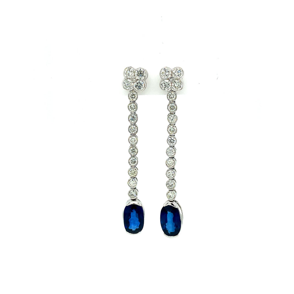 Sapphire and Diamond Earrings in 18K White Gold - KGT 31002