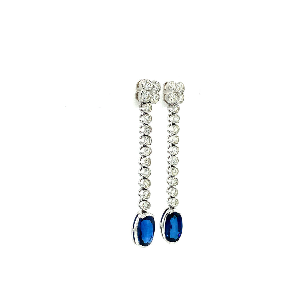 Sapphire and Diamond Earrings in 18K White Gold - KGT 31002