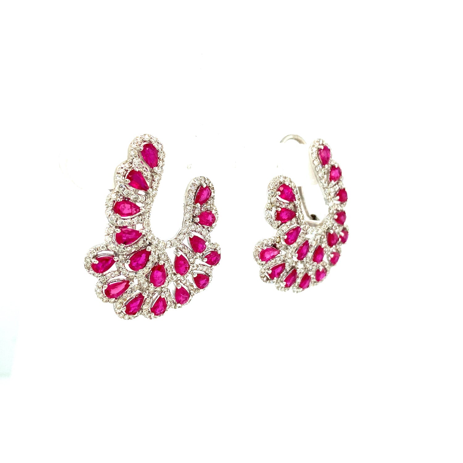 Ruby and Diamond Earring in 18K White Gold - KGT 32275