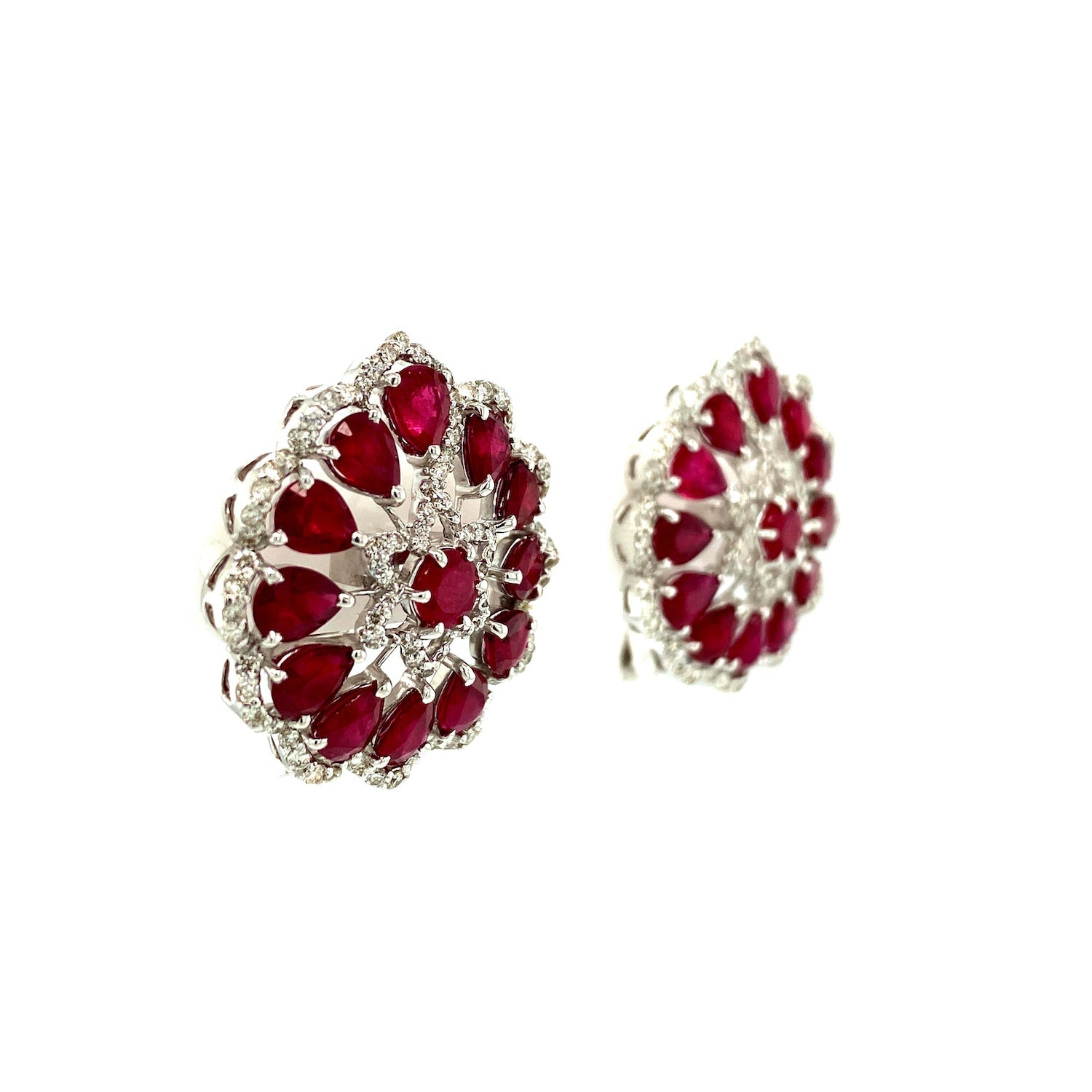 Ruby and Diamond Earring in 18K White Gold - KGT 32530