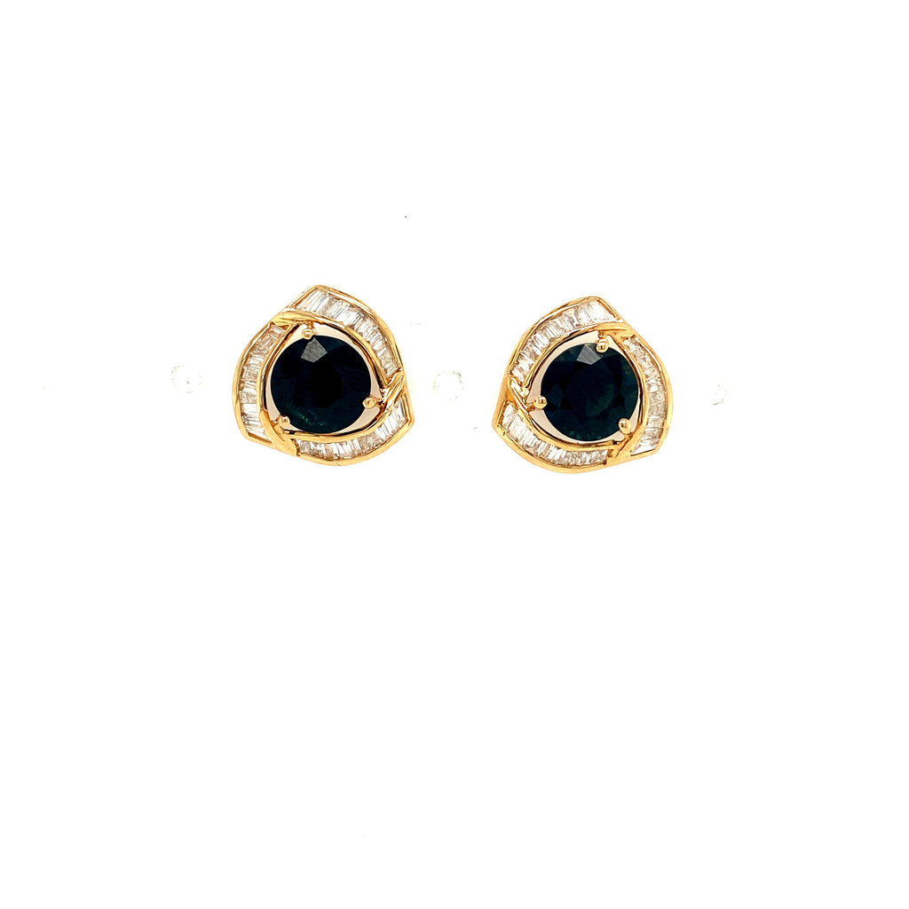 Sapphire and Diamond Earrings in 14K Yellow Gold - KGT 32576