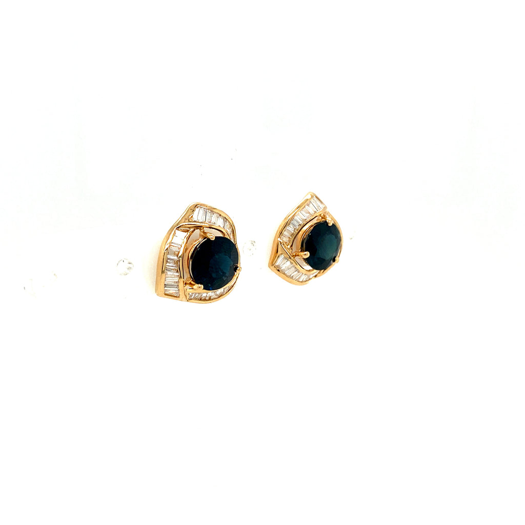Sapphire and Diamond Earrings in 14K Yellow Gold - KGT 32576