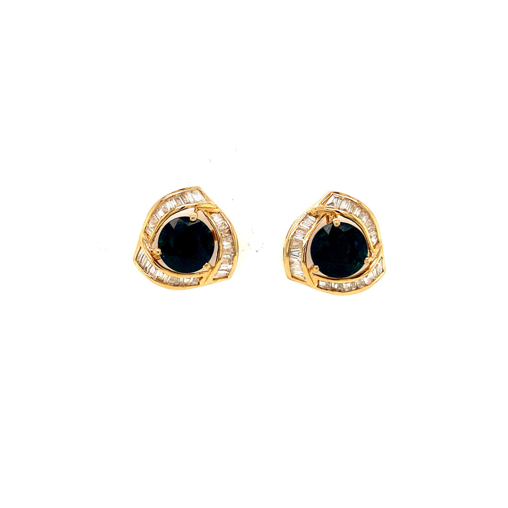 Sapphire and Diamond Earrings in 14K Yellow Gold - KGT 32577