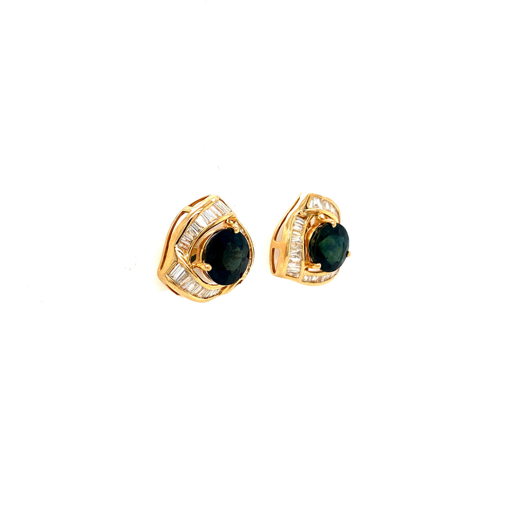 Sapphire and Diamond Earrings in 14K Yellow Gold - KGT 32577