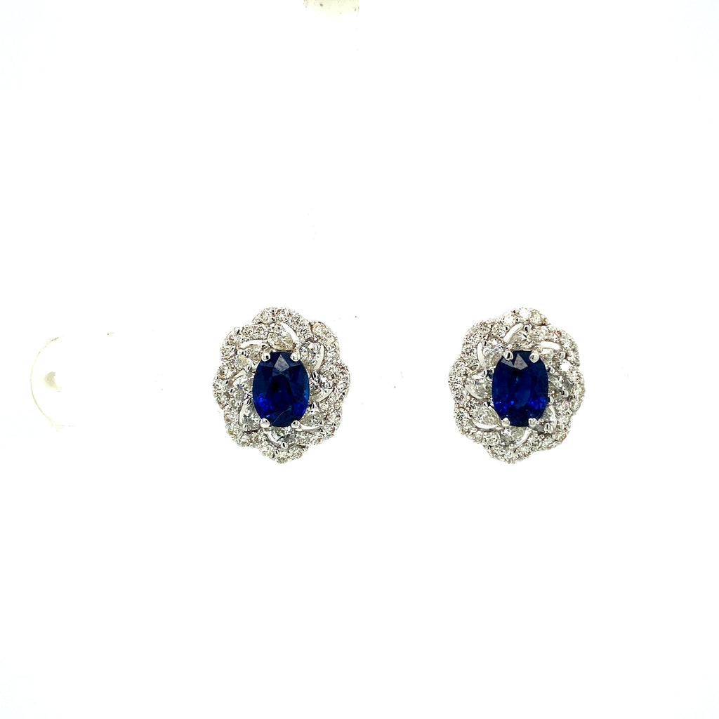 Sapphire and Diamond Earrings in 18K White Gold - KGT 33361