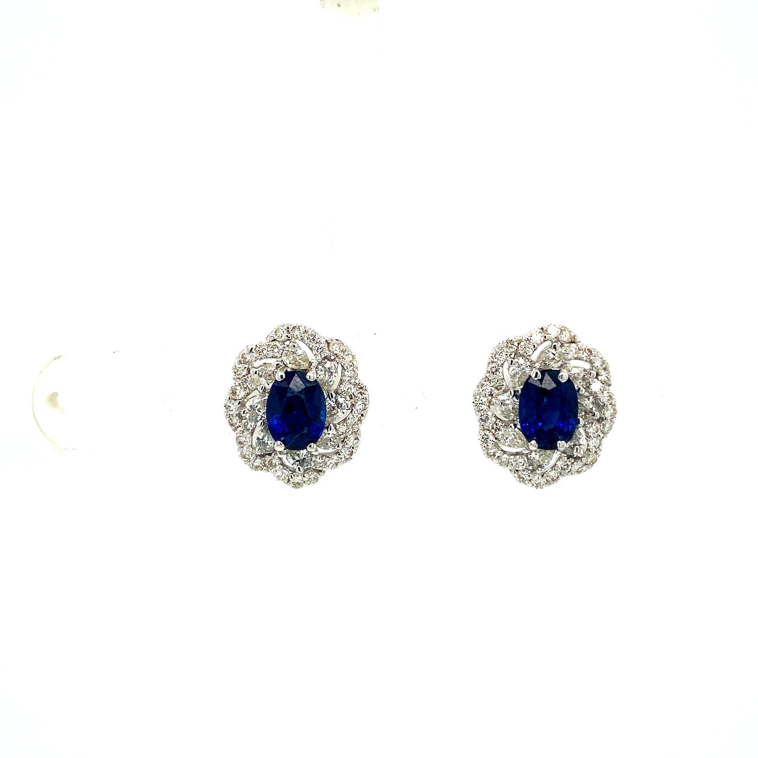 Sapphire and Diamond Earrings in 18K White Gold - KGT 33361