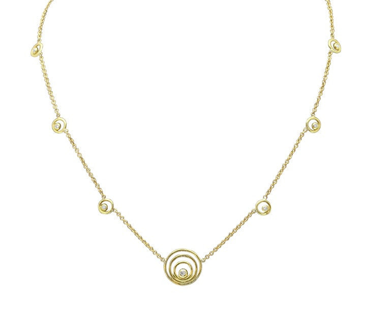 Karma ripples necklace- small - 18K gold with diamonds