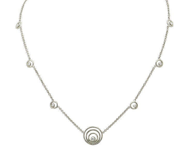 Karma ripples necklace- small - 18K gold with diamonds