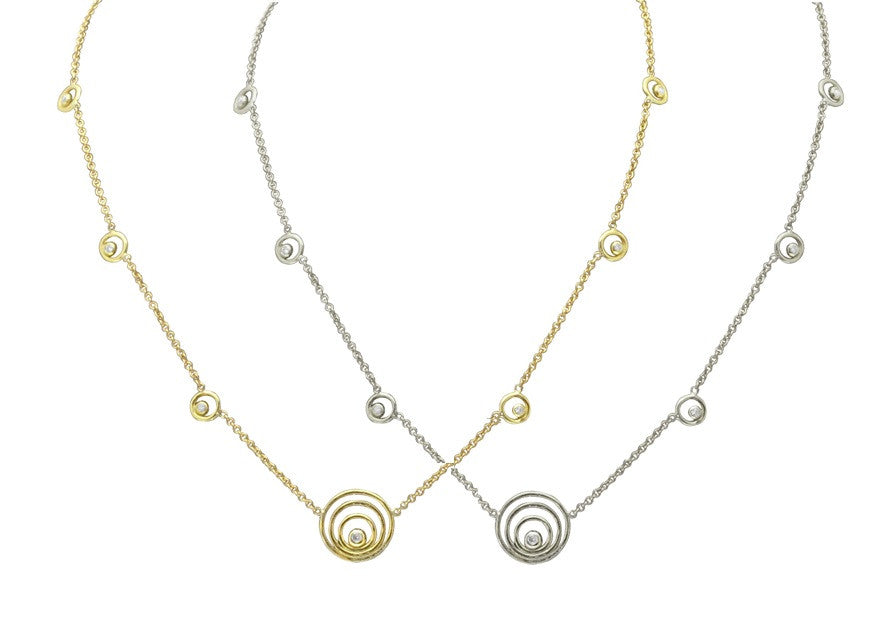 Karma ripples necklace- small - 18K gold with diamonds