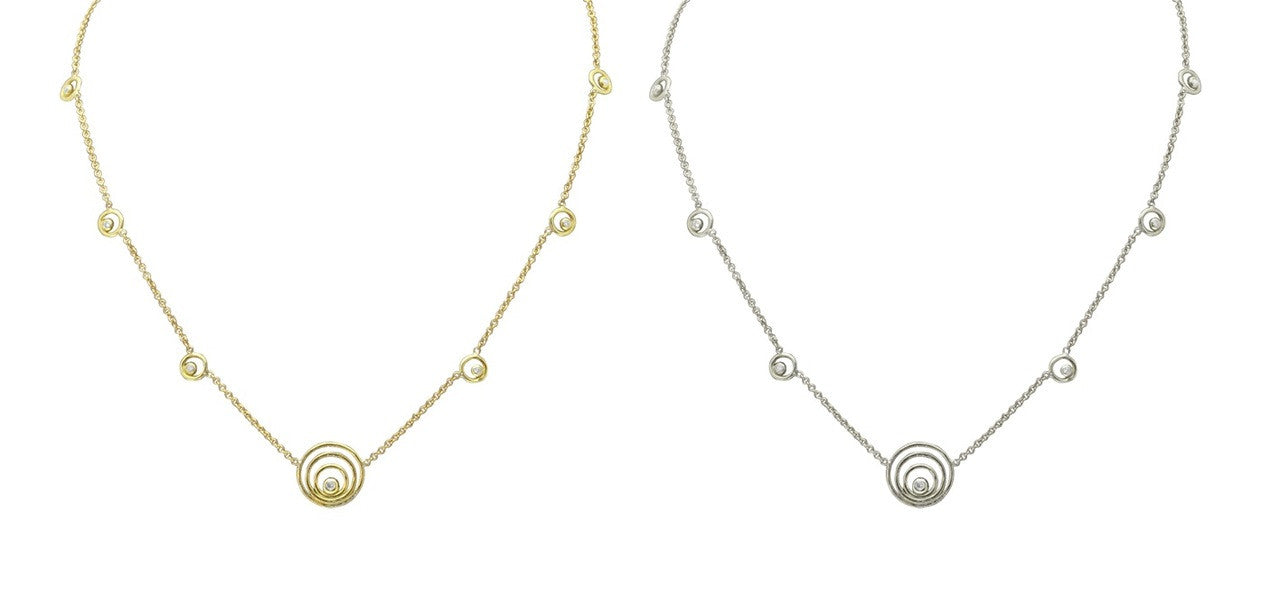 Karma ripples necklace- small - 18K gold with diamonds