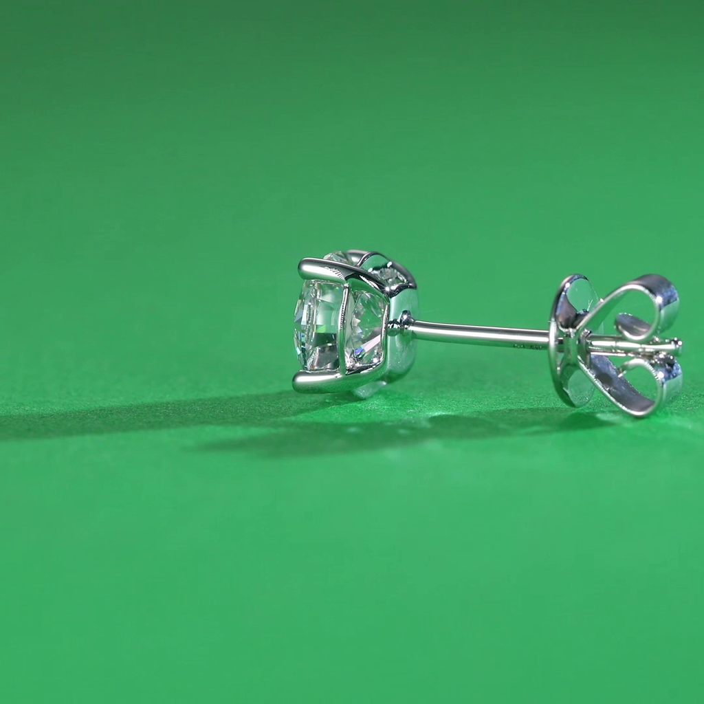 1 Carat Lab Grown Diamond Earrings (1 Piece) Unisex 14K White Gold LGE002_1