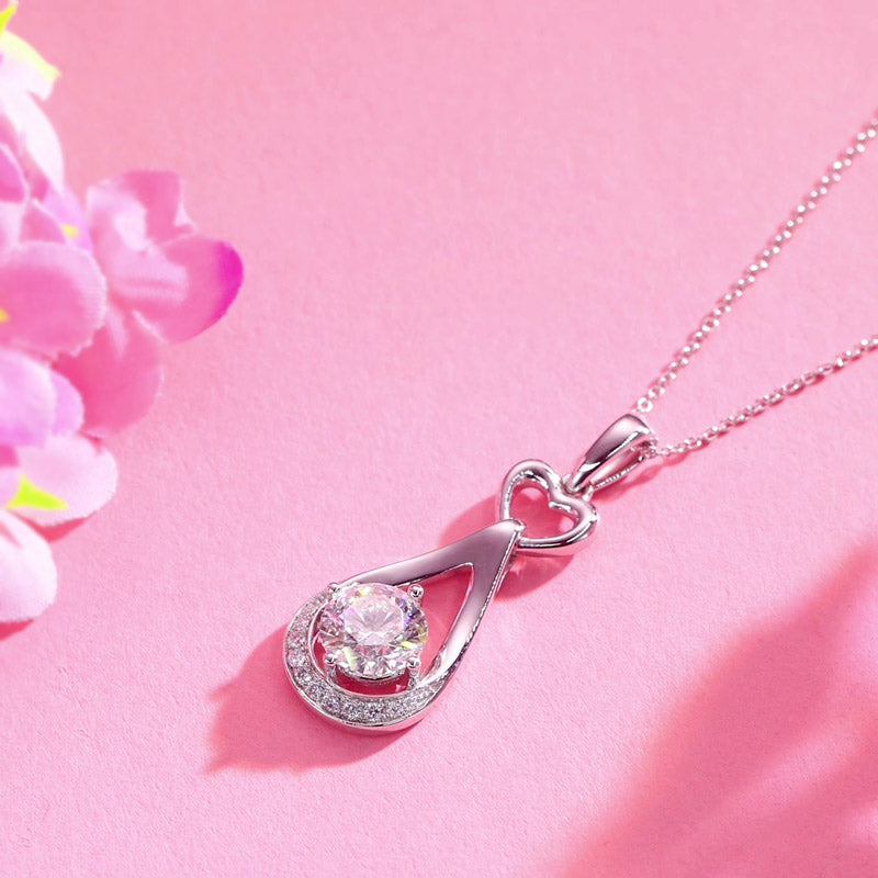 1 Carat Lab Grown Diamond Pendant Necklace 14K White Gold LGN001