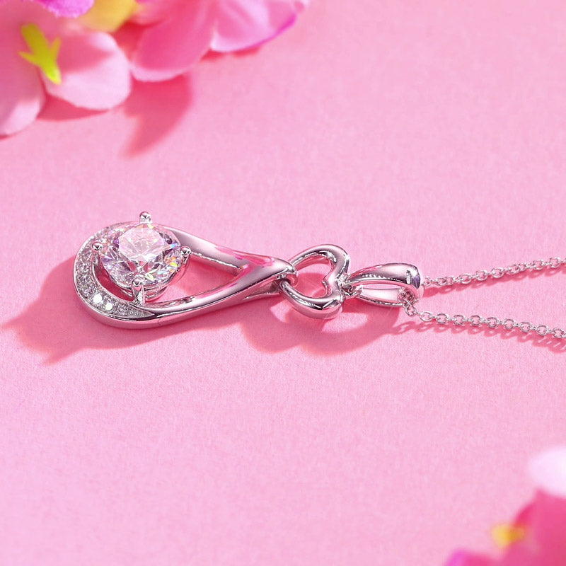 1 Carat Lab Grown Diamond Pendant Necklace 14K White Gold LGN001