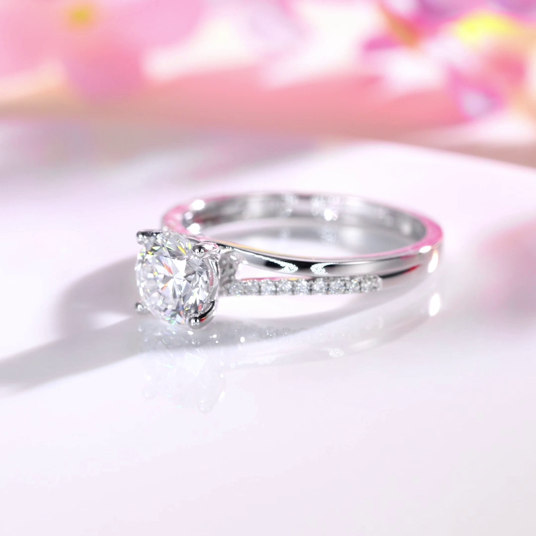 1 Carat Lab Grown Diamond Ring 14K White Gold LGR004